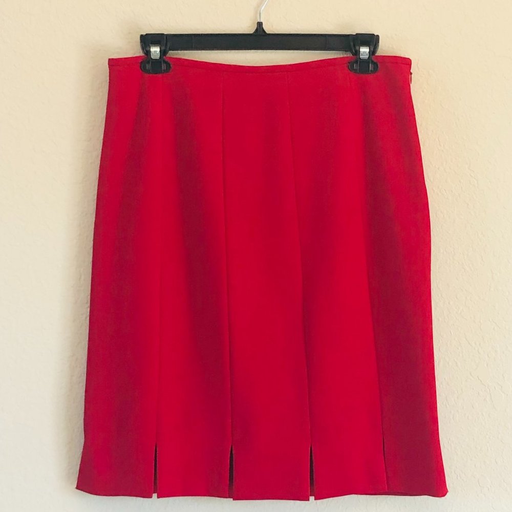 Kasper bright red slit bottom skirt size 12